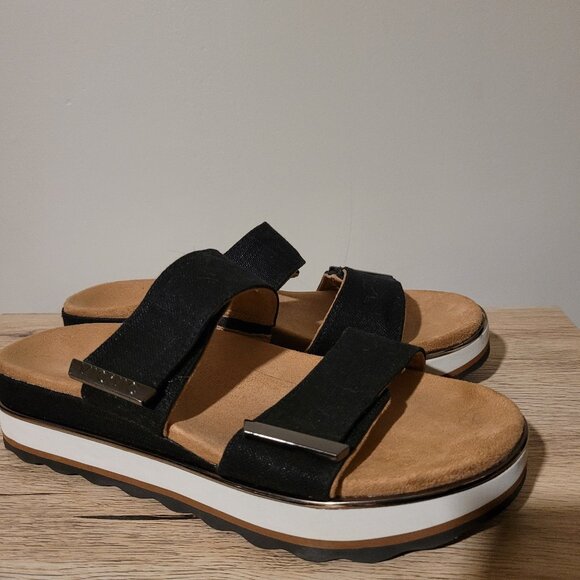 Vionic Brandie Platform Slide Sandal in Black Textile SZ 9 - Picture 1 of 6